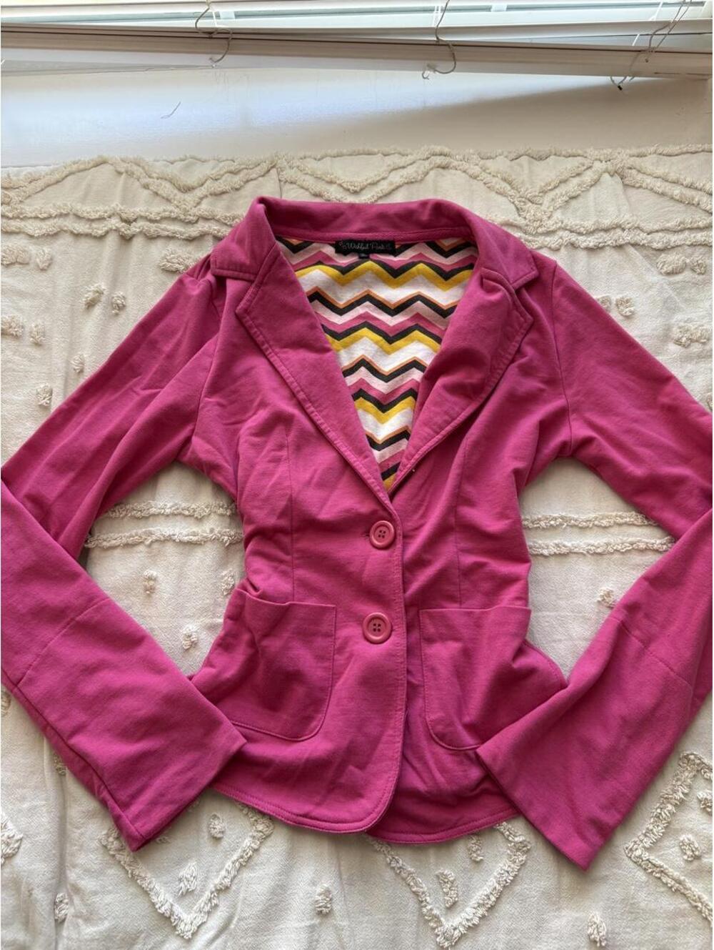 Wishful Park Hot Pink Hooded Knit Blazer